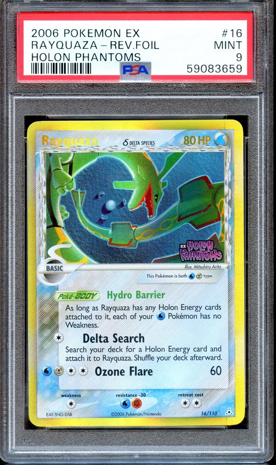 PSA 9 Rayquaza 16/110 Reverse Foil Stamped Holon Phantoms EX Pokemon Card MINT – Photo 1